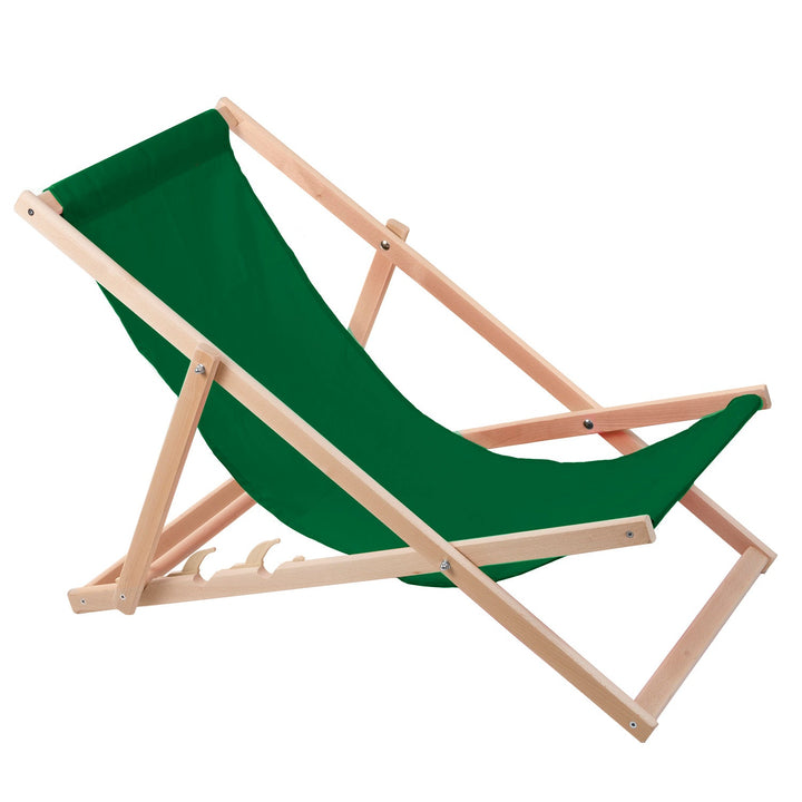 Wood OK Comfortable Deckchair Made of Wood in Green Color Ideal for the Beach, Balcony, Terrace