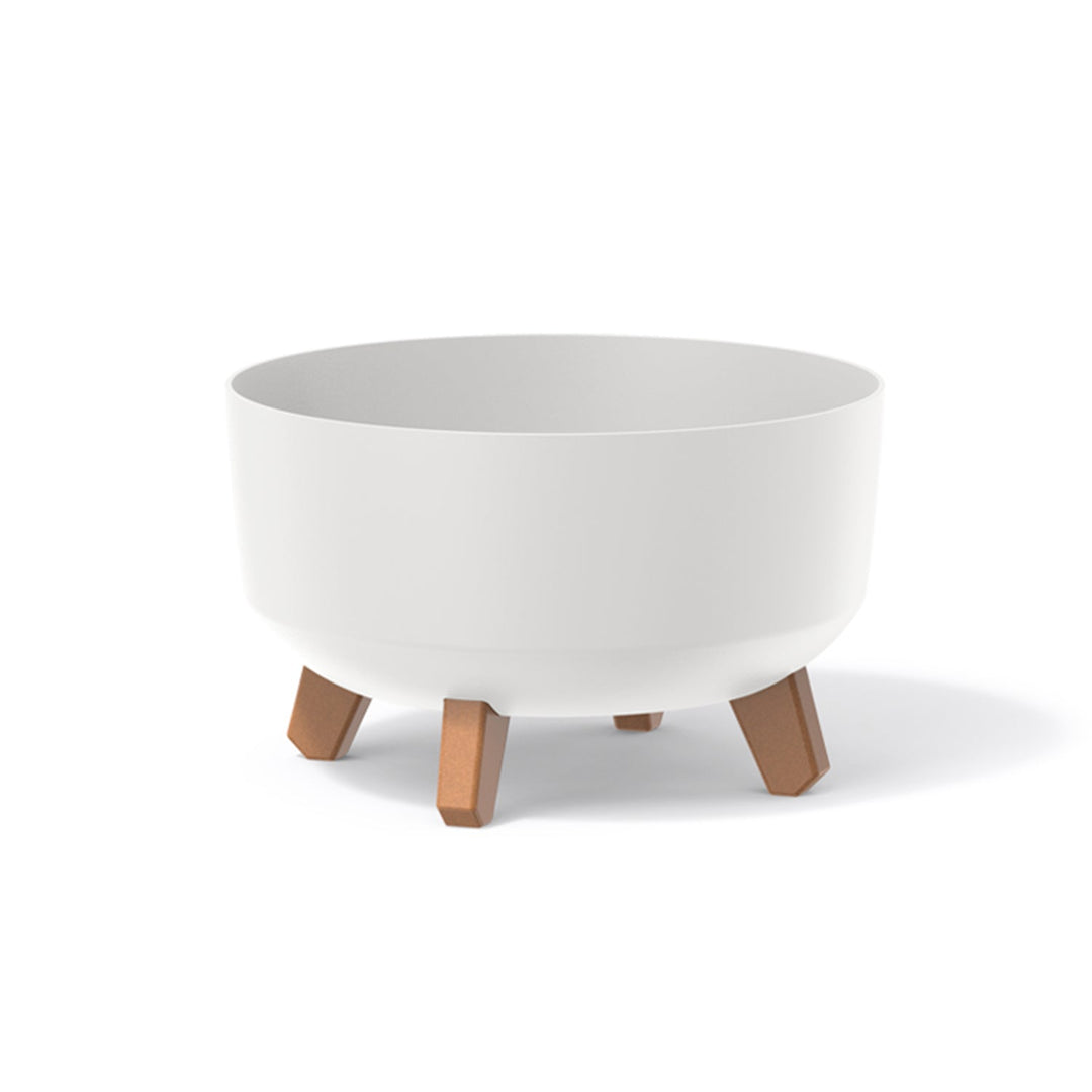Prosperplast Gracia Low Flowerpot with Removable Legs Incl. Insert for Indoor and Outdoor Use Planter Round Plastic UV-resistant (285mm, White) ...