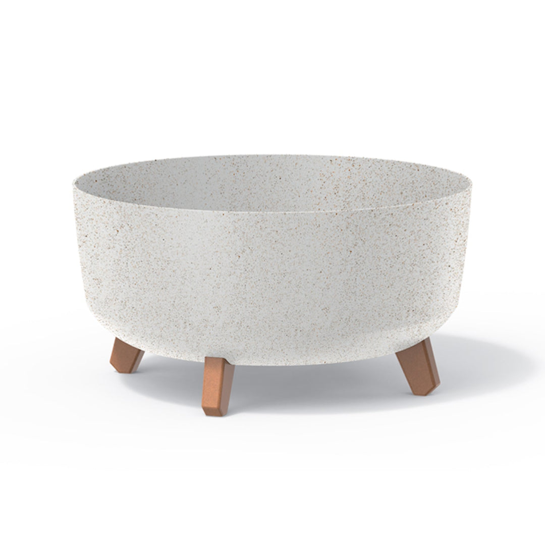 Low Eco Wood Flower Pot with Removable Legs Including Insert for Indoor and Outdoor Use Planter Round Plastic UV-resistant 380mm, ECO White