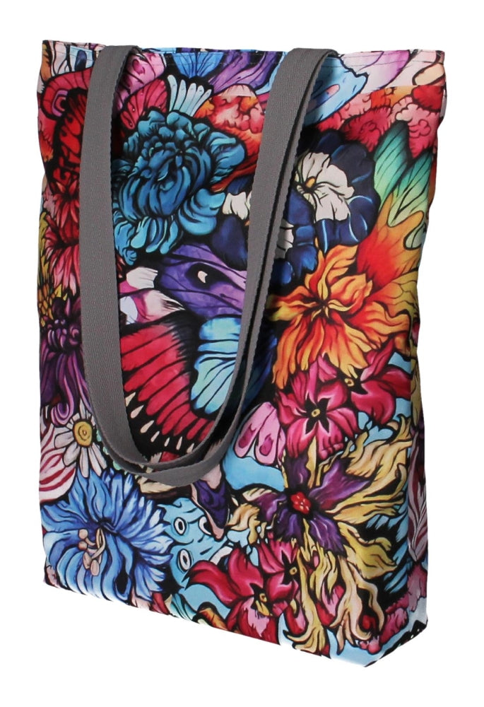 Canvas shoulder bag, zipper closure, dimensions 36x40cm, Hippi print pattern