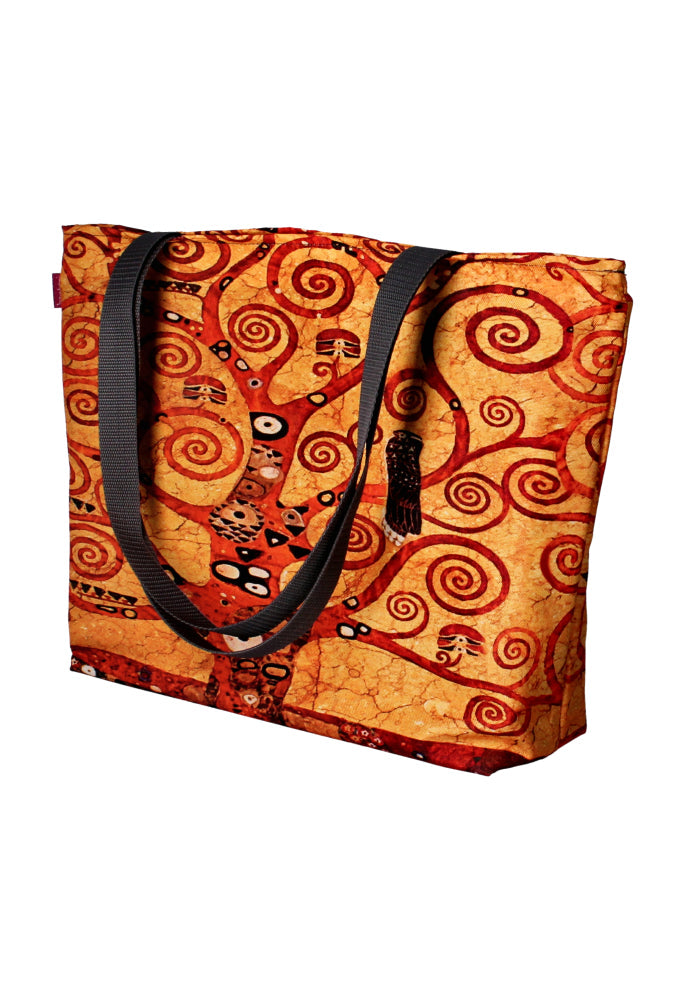 Bertoni shoulder bag, zipper, weather-resistant, durable print, Golden Tree design