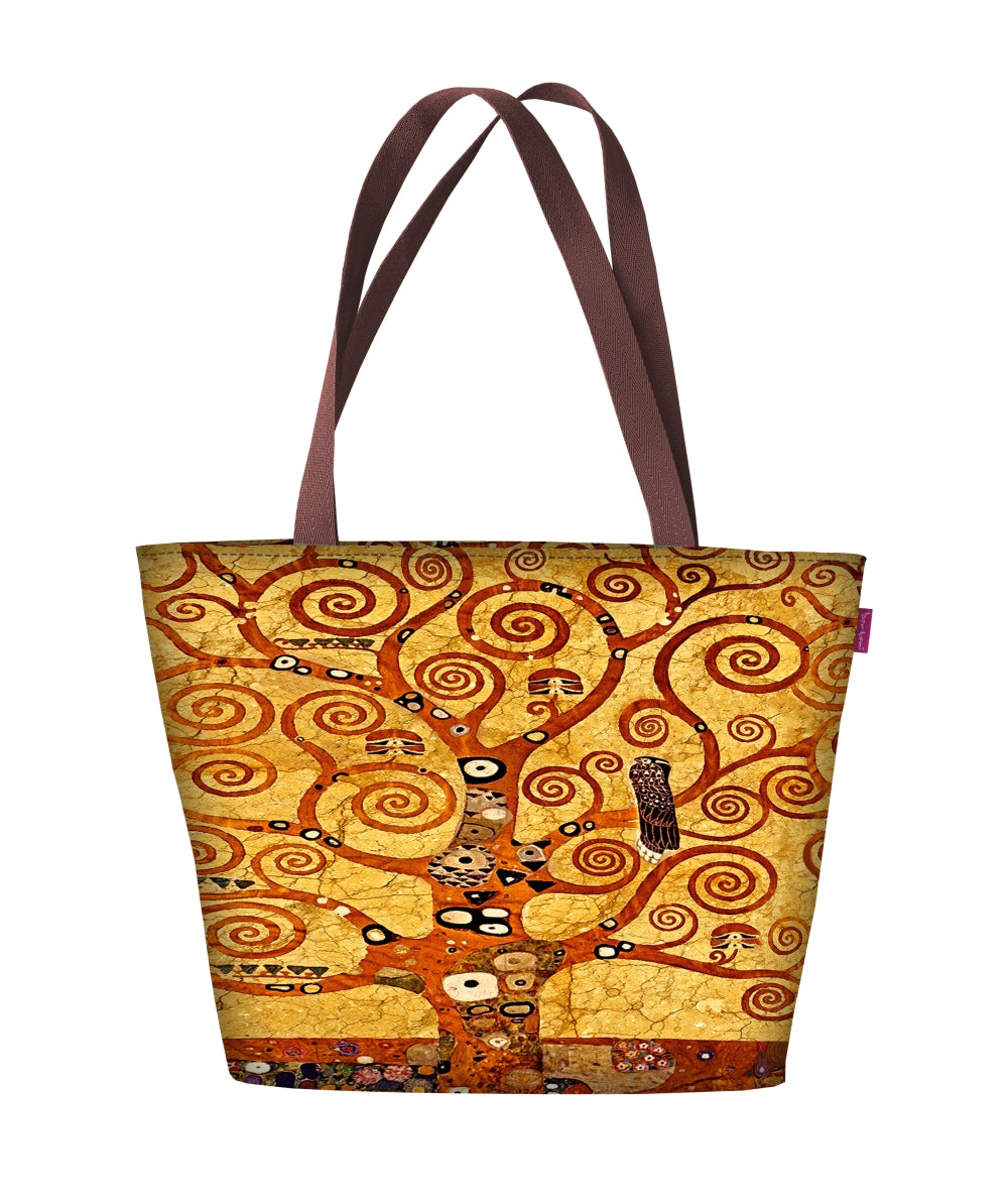 Bertoni shoulder bag, zipper, weather-resistant, durable print, Golden Tree design