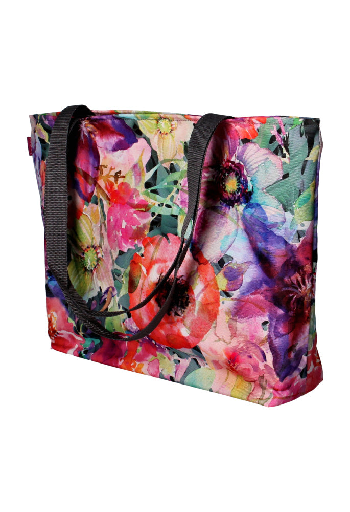 Bertoni shoulder bag, zipper, weather-resistant, durable print, Flora design