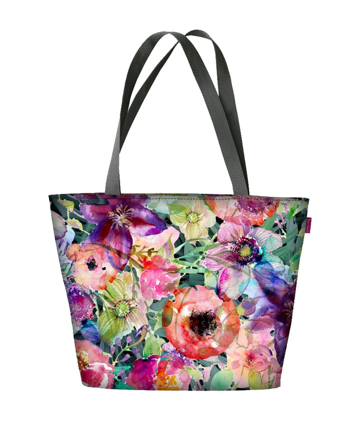 Bertoni shoulder bag, zipper, weather-resistant, durable print, Flora design