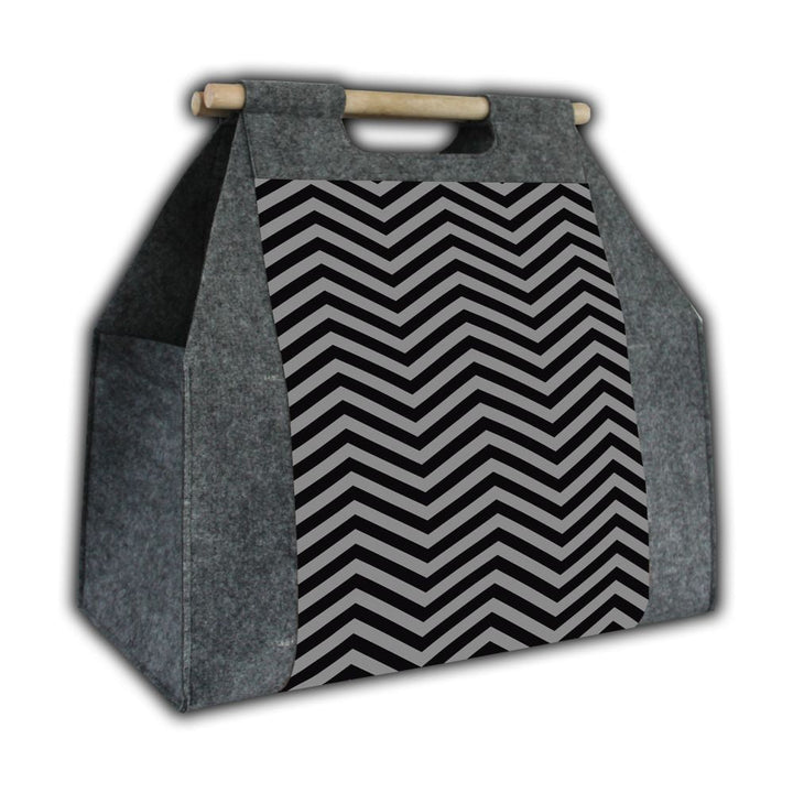 Rectangular firewood bag with a carrying handle, pattern: Zigzag