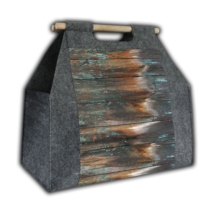 Rectangular firewood bag with a carrying handle, pattern: Havana