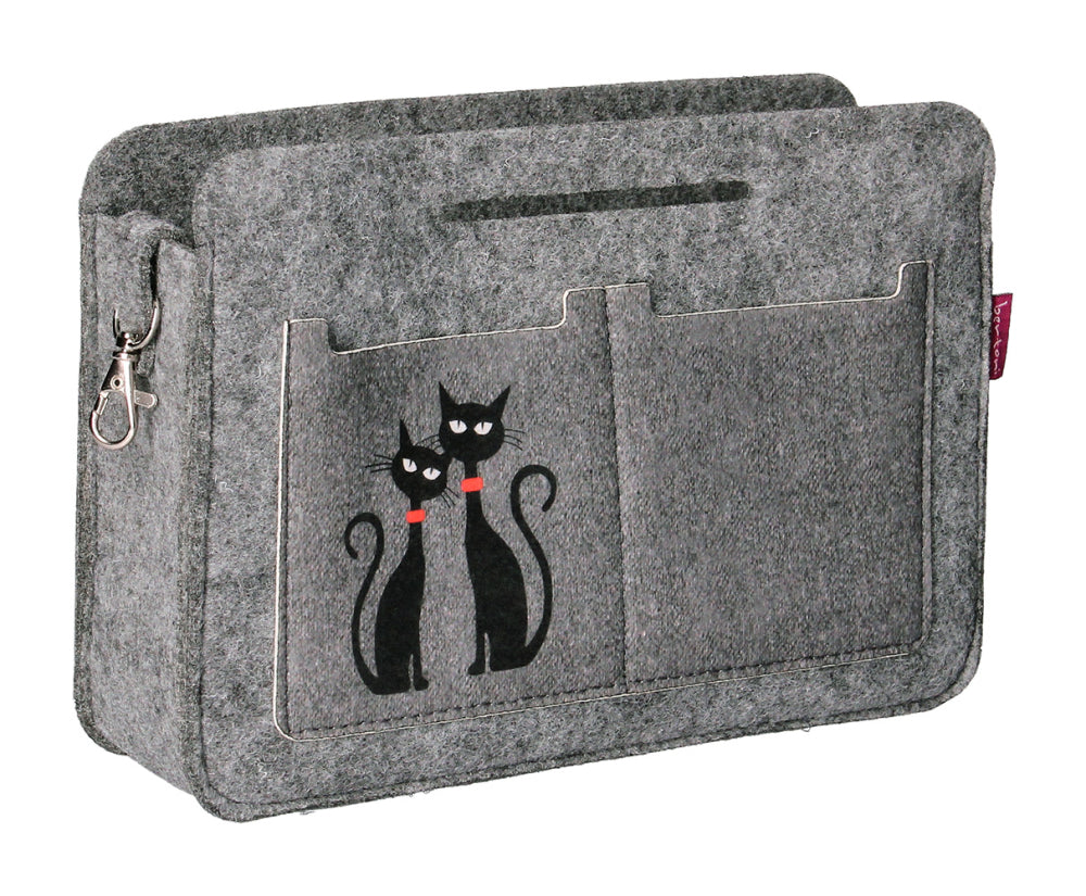 Premium Felt Handbag Organizer, Durable Print, Black Cats Design