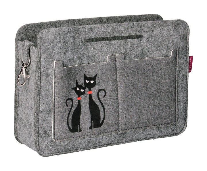 Premium Felt Handbag Organizer, Durable Print, Black Cats Design