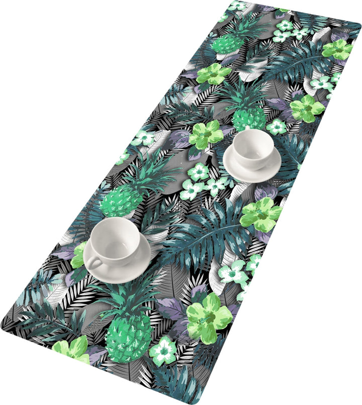 Bertoni table runner, eco-friendly felt, dimensions 95x33cm, Lambada Green print pattern