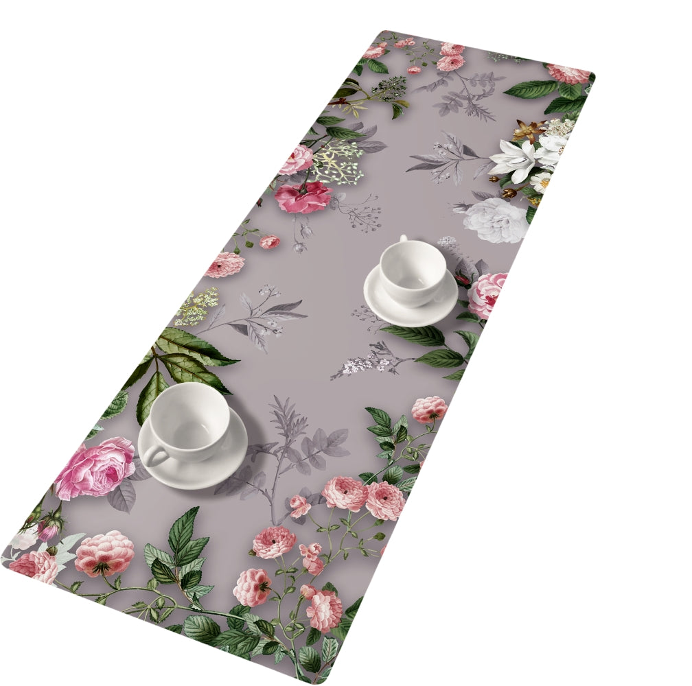 Bertoni table runner, eco-friendly felt, dimensions 95x33cm, Melanie Grey print pattern