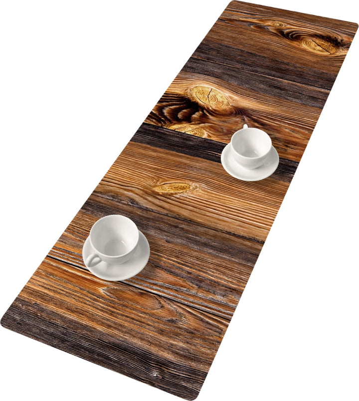 Bertoni table runner, eco-friendly felt, dimensions 95x33cm, Wood print pattern