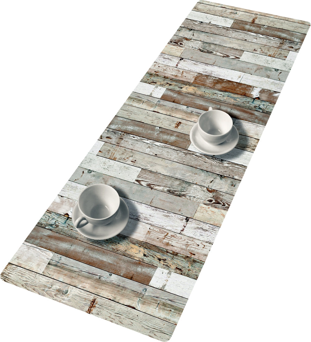 Bertoni table runner, eco-friendly felt, dimensions 95x33cm, Vintage White print pattern