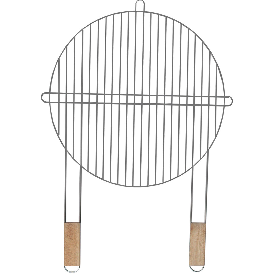 Master Grill & Party BBQ Grill Grate Rack Round Grill Wooden Handle Food Grid Mesh Metal