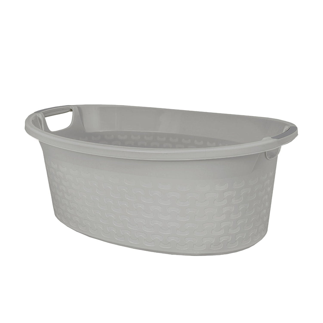 BranQ Plastic Basin Bath Laundry Basket with Handles Washing Laundry Bowl 40L Grey