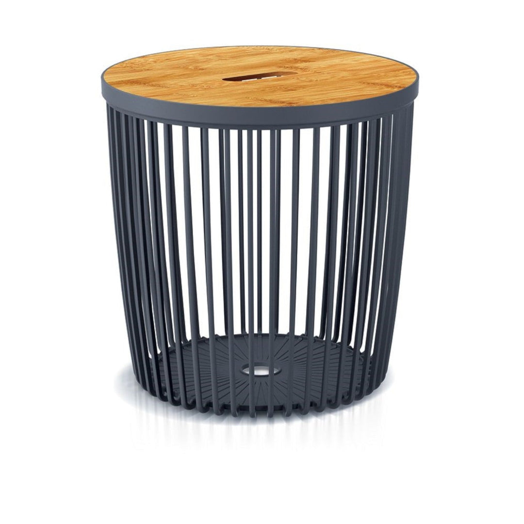 2 in 1 Basket Table Storage Wooden Bamboo Table Top 25L Room Garden