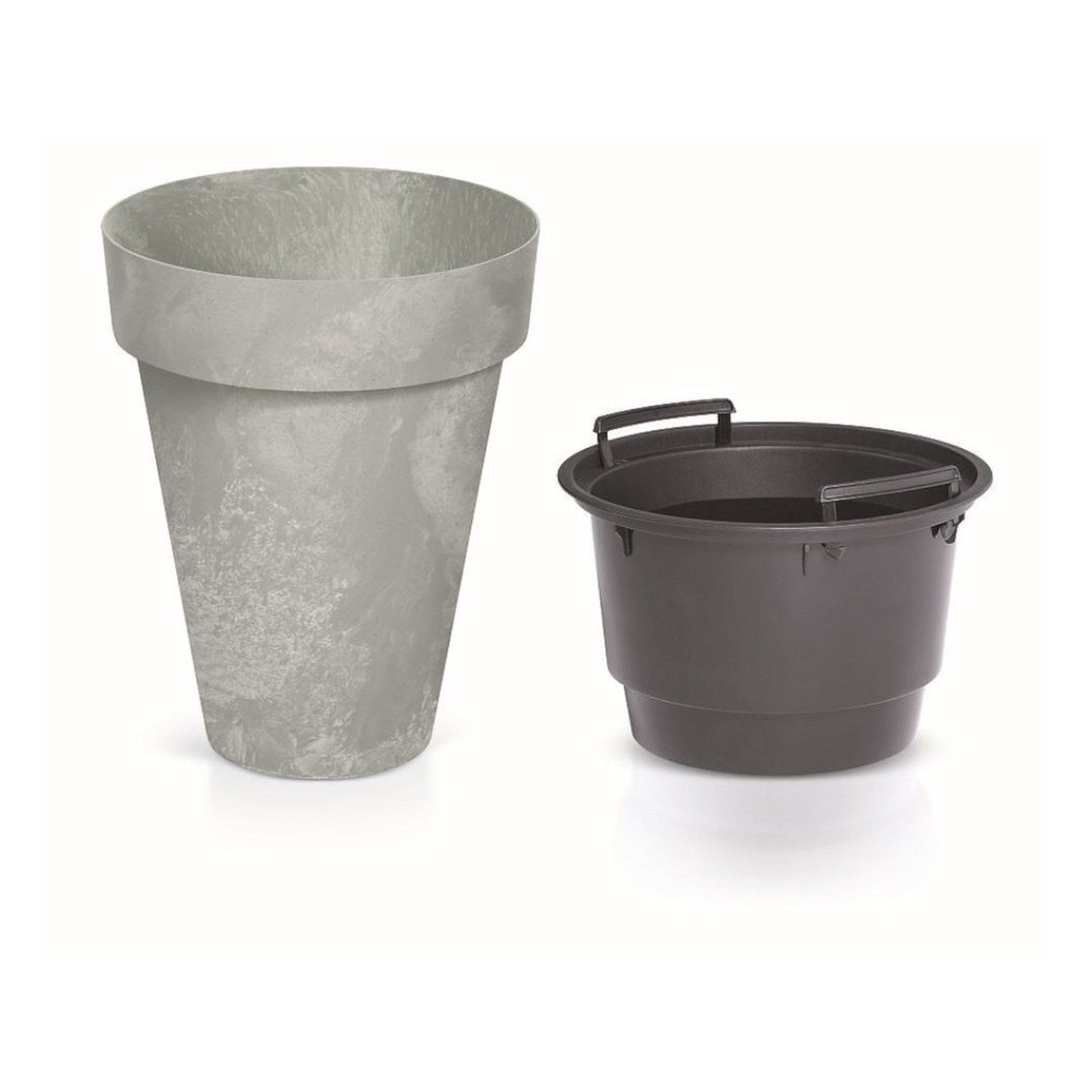 Round flower pot with insert Cube Slim Concrete Effect DCUS355E-422U