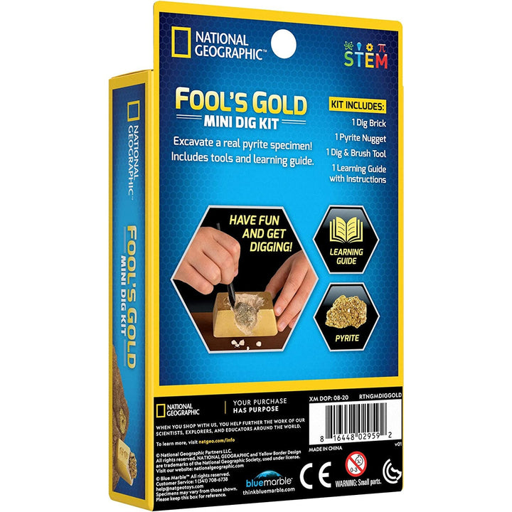 National Geographic Fool's Gold Mini Dig Set Excavation Kit Pyrite Geology