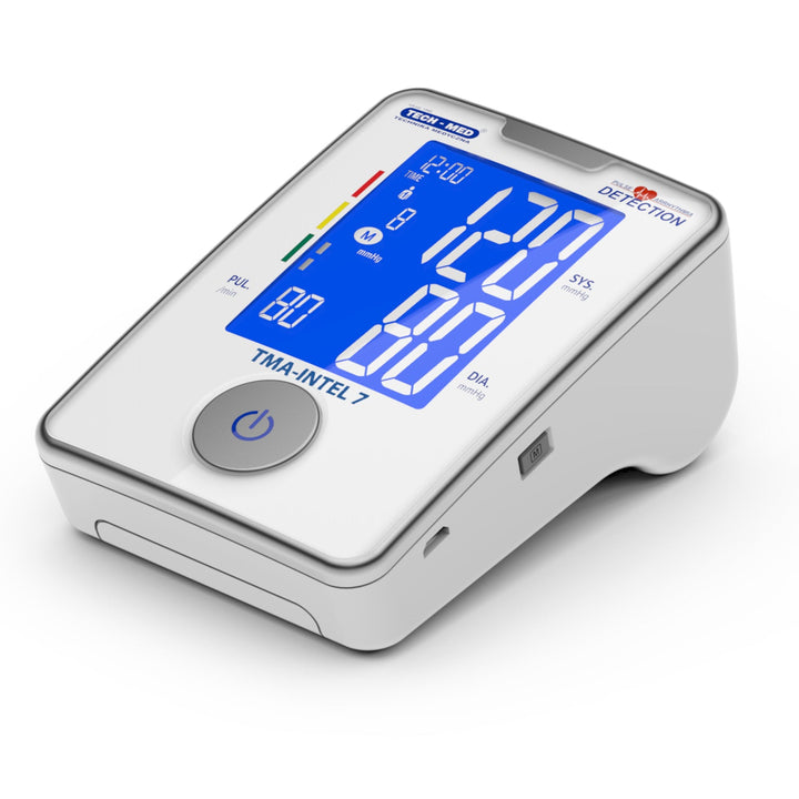 Intel-7 Electronic Upper Arm Blood Pressure Monitor 22-42cm Automatic Adjustable Cuff Digital Display Arrhythmia Detection