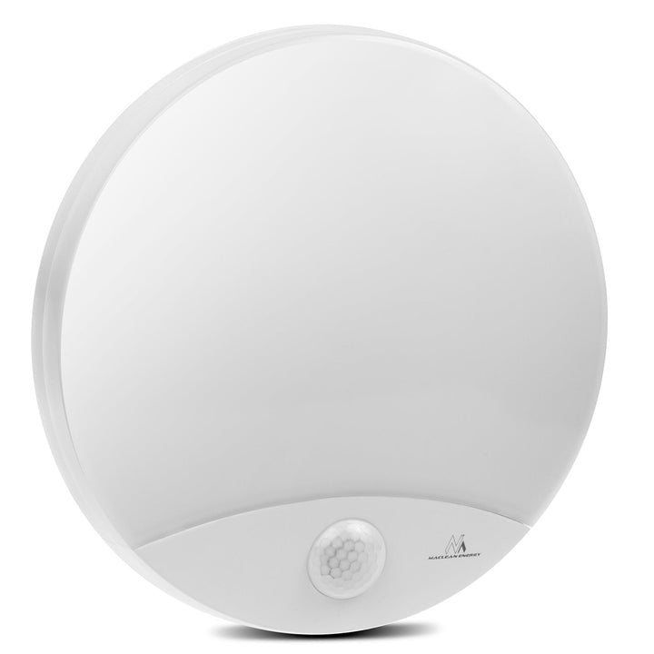 Maclean MCE357 Wall LED Lamp with IR Motion Sensor 10W IP44 Dusk to Dawn White Case Natural White (4000K), 900lm Indoor Outdoor Hallway Staircase
