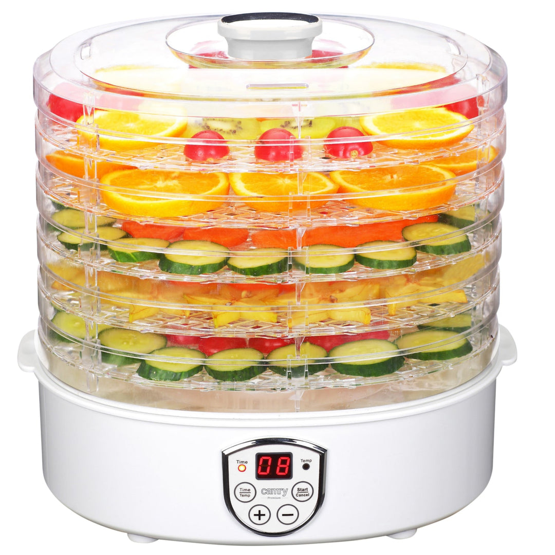 Camry CR 6659 Food Dehydrator 5 Trays 550W 35-70°C Temperature Control Electric Display Timer Perfect for Mushrooms Vegetables Fruit Fish Meat Herbs Flowers