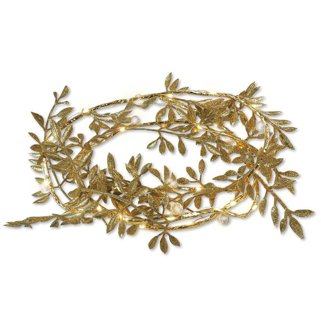 Fairy Lights Garland LED String Lights 1.8m Gold Glitter Leaves Warm White Battery