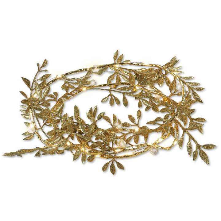 Fairy Lights Garland LED String Lights 1.8m Gold Glitter Leaves Warm White Battery