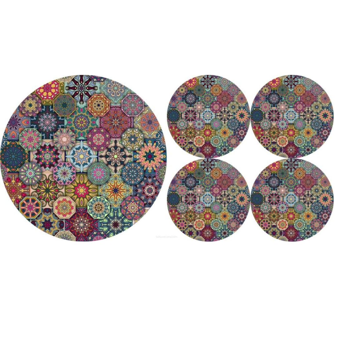 Set of round felt table placemats 1 + 4 - VALENCIA
