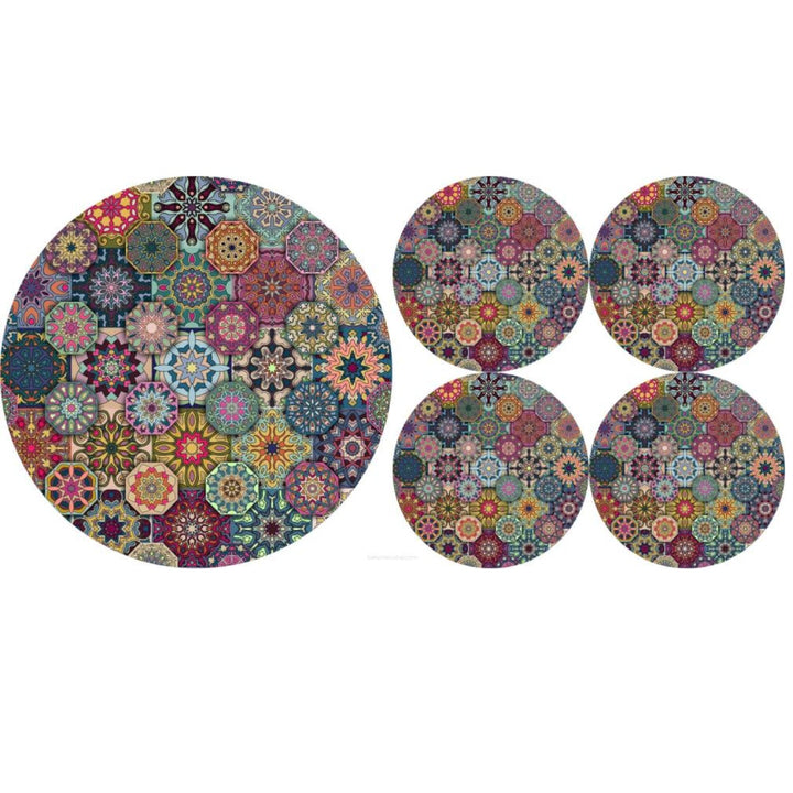 Set of round felt table placemats 1 + 4 - VALENCIA