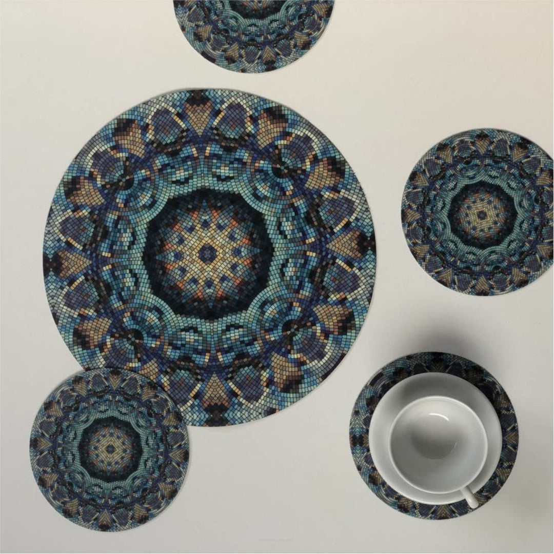 Set of round felt table placemats 1 + 4 - BARCELONA
