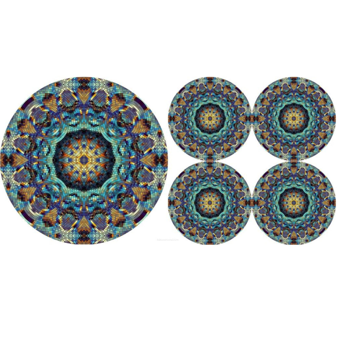 Set of round felt table placemats 1 + 4 - BARCELONA