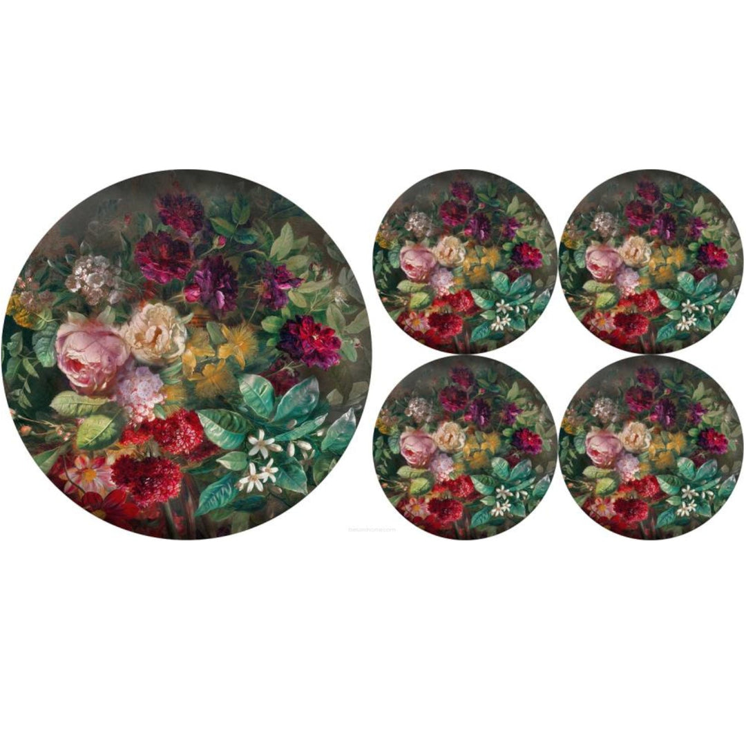 Set of round felt table placemats 1 + 4 - BUNCH
