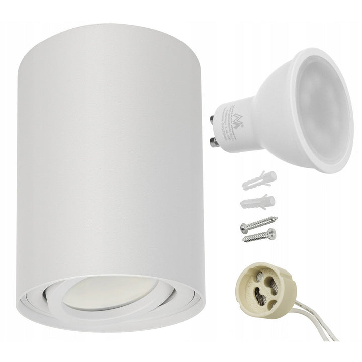 Maclean round plafond white MCE422 + LED bulb GU10 5W 4000K