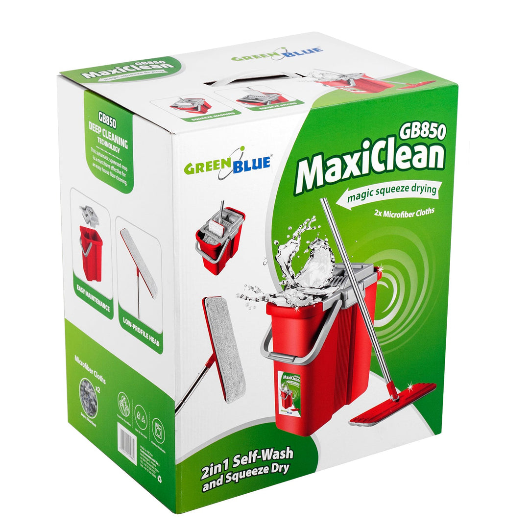 Flat Mop and 2-in-1 Bucket 8L Mop Set, Floor Mop, Mop, Cleaning System, Cleaner (Flat Mop and Bucket Set + 3 Replacement Heads)