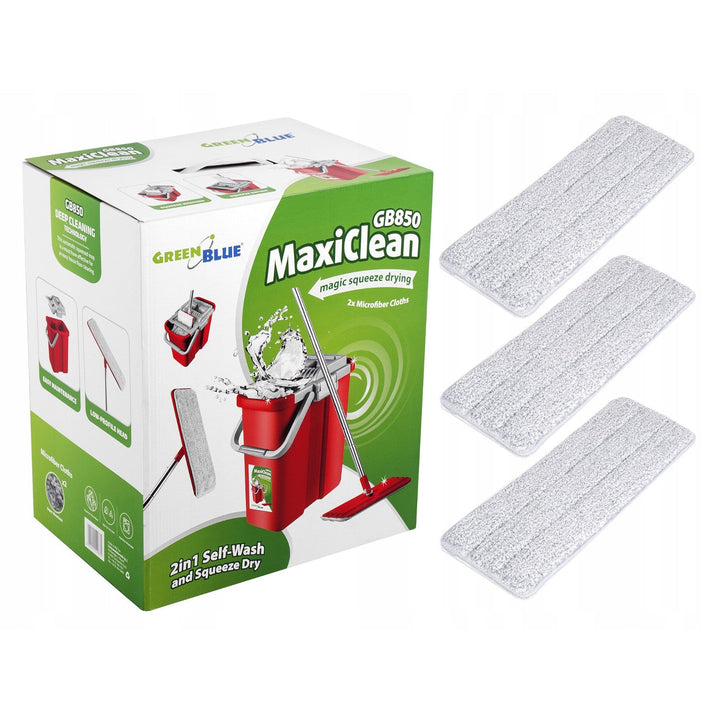 Flat Mop and 2-in-1 Bucket 8L Mop Set, Floor Mop, Mop, Cleaning System, Cleaner (Flat Mop and Bucket Set + 3 Replacement Heads)
