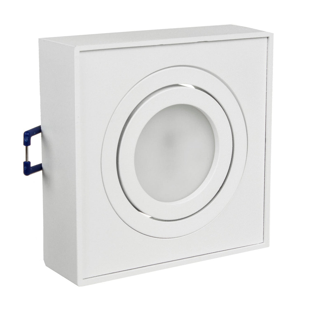 Maclean MCE464W LED Recessed Spotlight Ceiling Light 7W 560 Lumens 3000K Warm White GU10 Recessed Frame IP20 (Square Including Bulb, White)