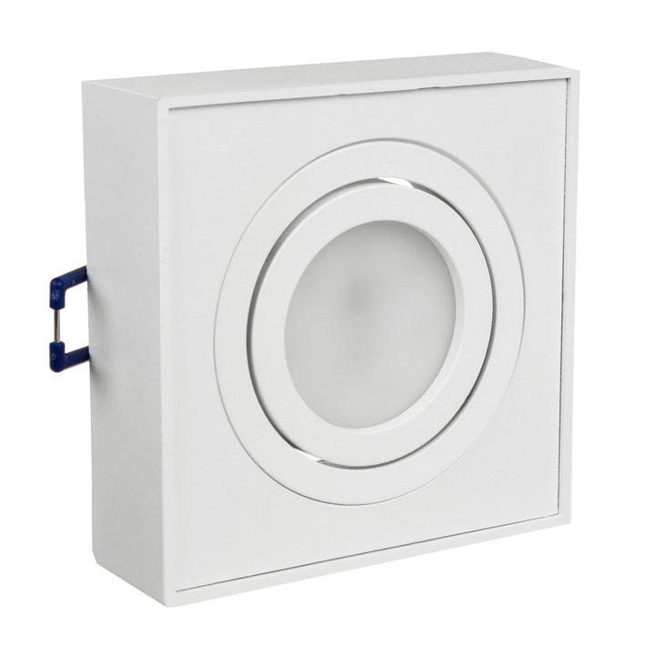 Maclean MCE464W LED Recessed Spotlight Ceiling Light 7W 560 Lumens 3000K Warm White GU10 Recessed Frame IP20 (Square Including Bulb, White)