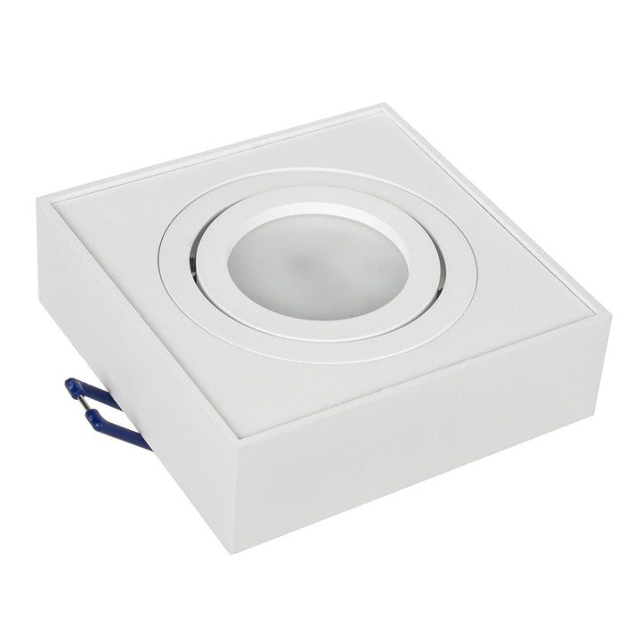Maclean MCE464W LED Recessed Spotlight Ceiling Light 7W 560 Lumens 3000K Warm White GU10 Recessed Frame IP20 (Square Including Bulb, White)