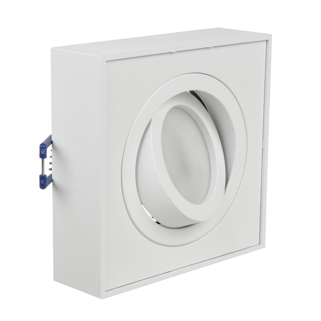 Maclean MCE464W LED Recessed Spotlight Ceiling Light 7W 560 Lumens 3000K Warm White GU10 Recessed Frame IP20 (Square Including Bulb, White)