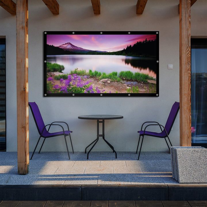 Maclean MC-982 Projection Screen, 120", 265x149cm, 25mm 16:9 Border, Tension Hooks, White