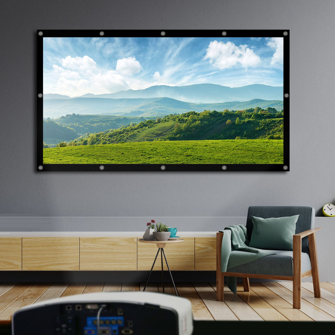 Maclean MC-982 Projection Screen, 120", 265x149cm, 25mm 16:9 Border, Tension Hooks, White