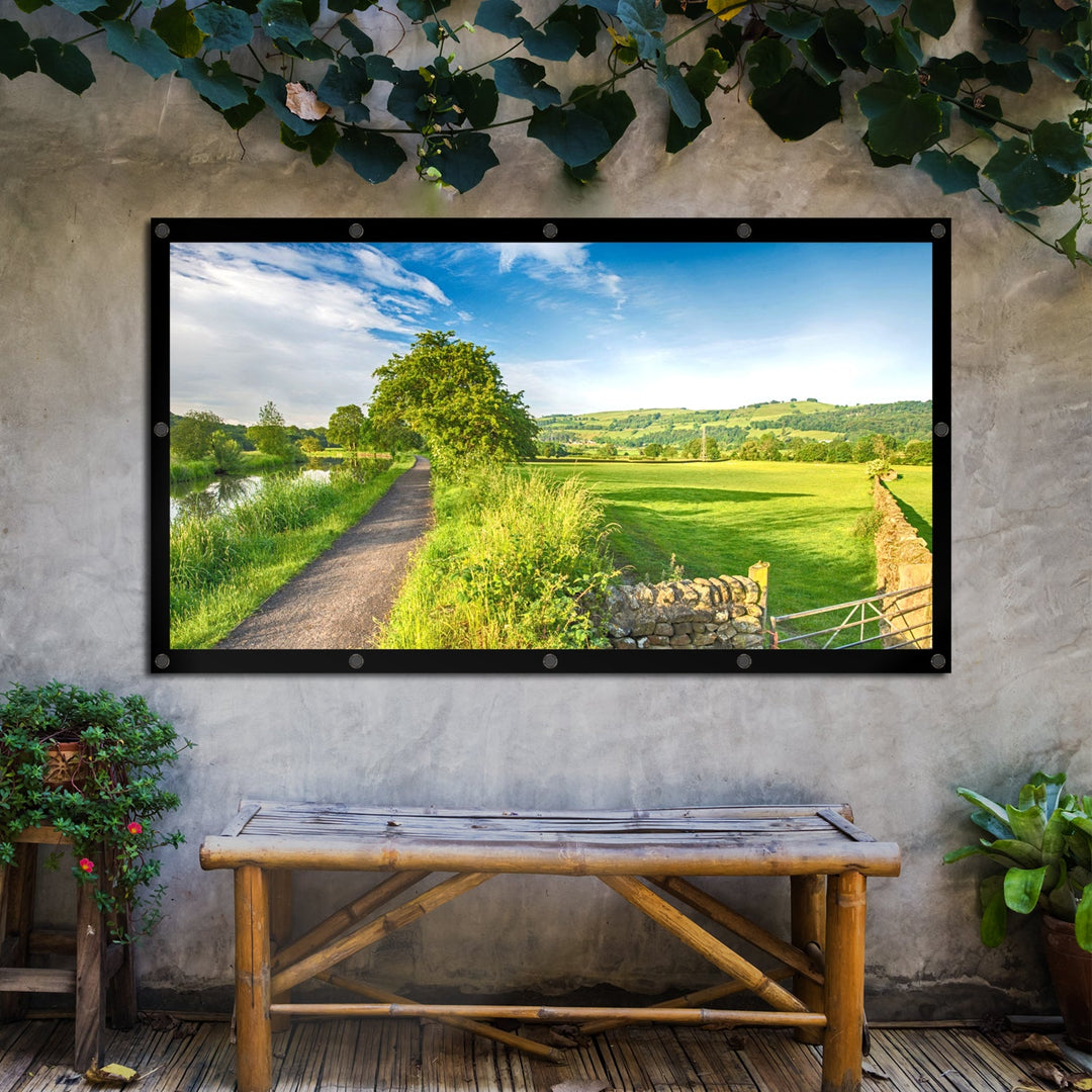 Maclean MC-982 Projection Screen, 120", 265x149cm, 25mm 16:9 Border, Tension Hooks, White