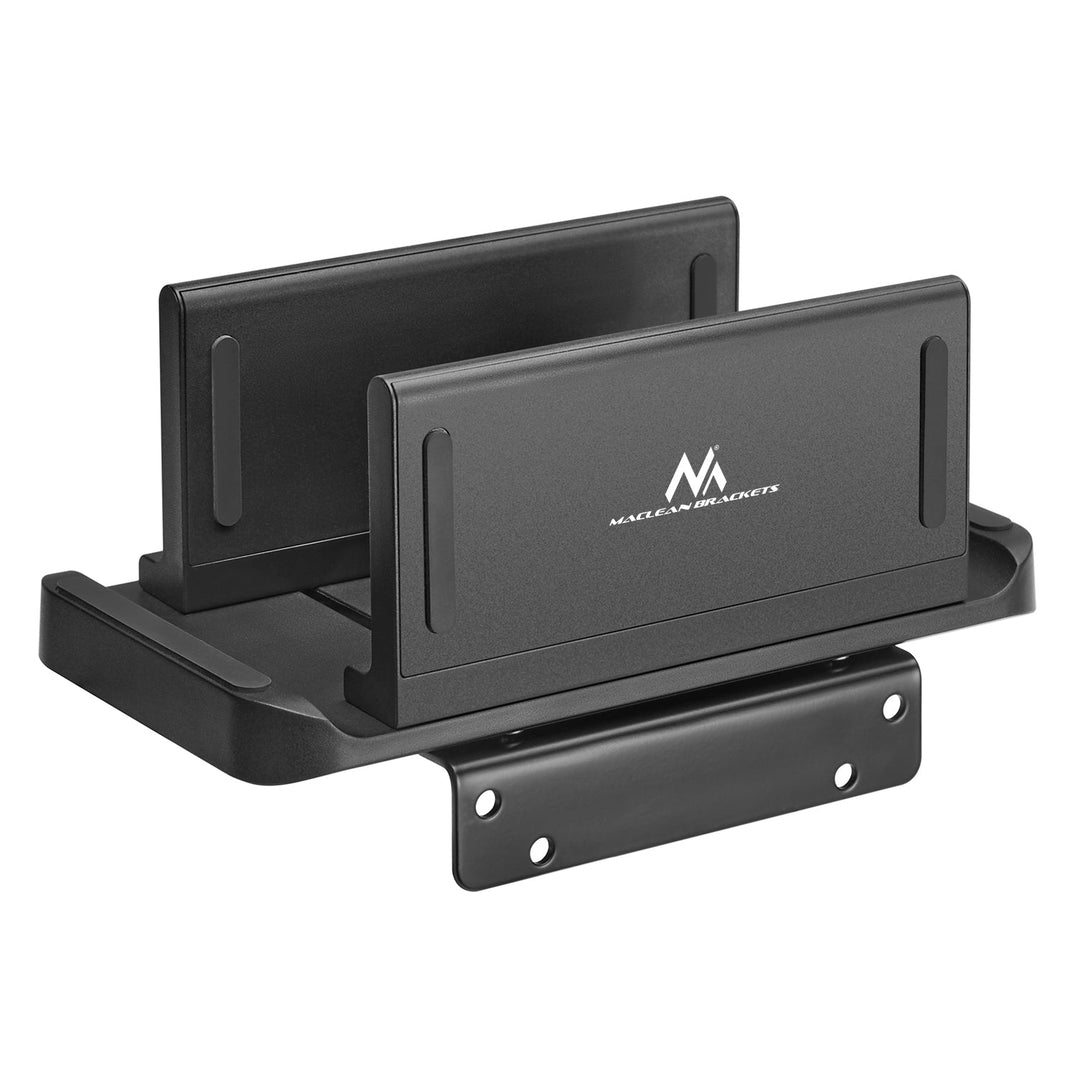 Maclean MC-454 Holder for Thin Client Terminal Mini PC CPU Stand Mount VESA Compatible Black Freestanding Sturdy