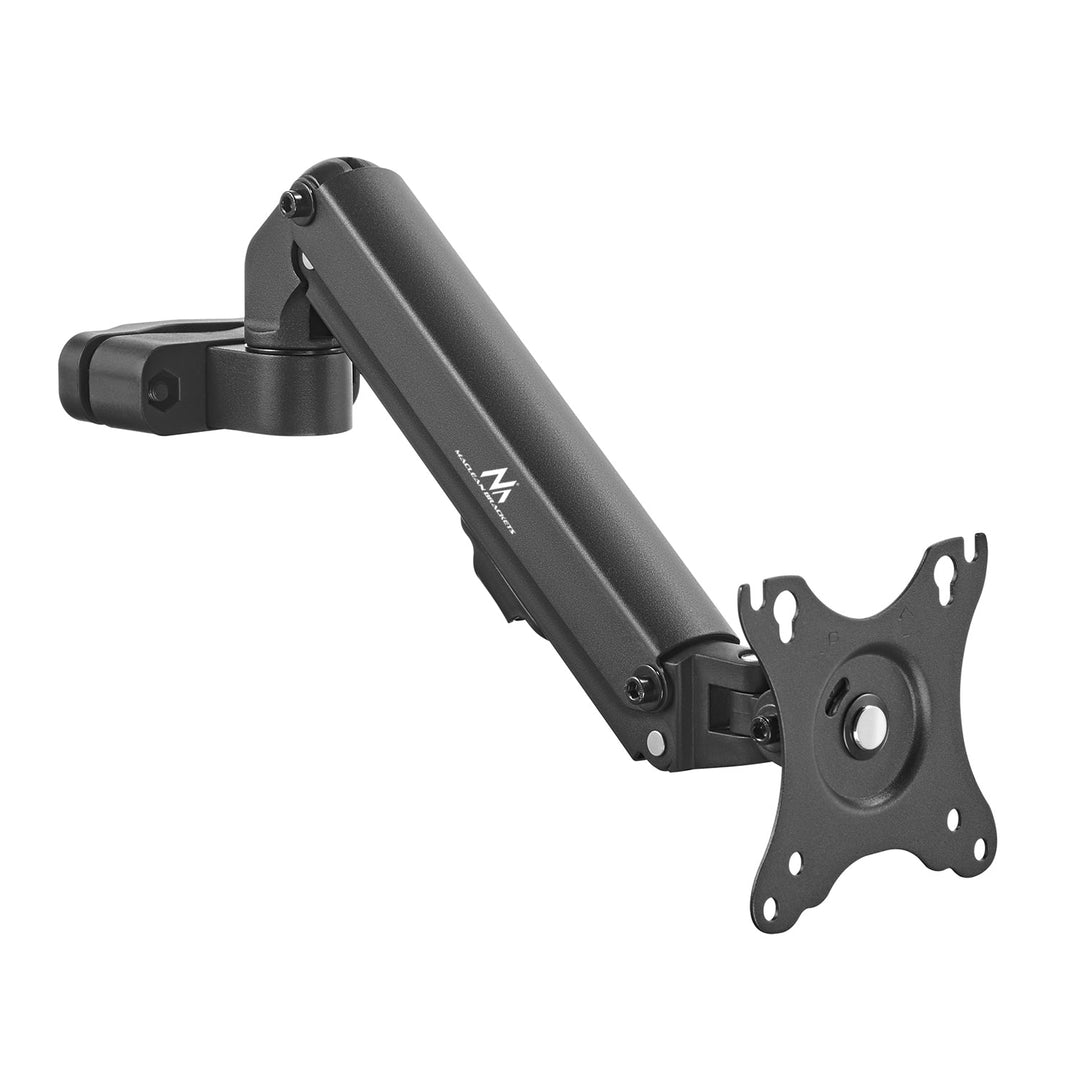 Maclean MC-459 Monitor Holder 17"-27" Pole Mount Arm 28-60mm Full Motion Flat &amp; Curved Screens 7kg VESA 75x75 100x100 Swivel Tilt Rotate Universal Monitor Mount