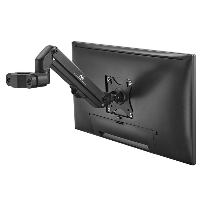 Maclean MC-459 Monitor Holder 17"-27" Pole Mount Arm 28-60mm Full Motion Flat &amp; Curved Screens 7kg VESA 75x75 100x100 Swivel Tilt Rotate Universal Monitor Mount
