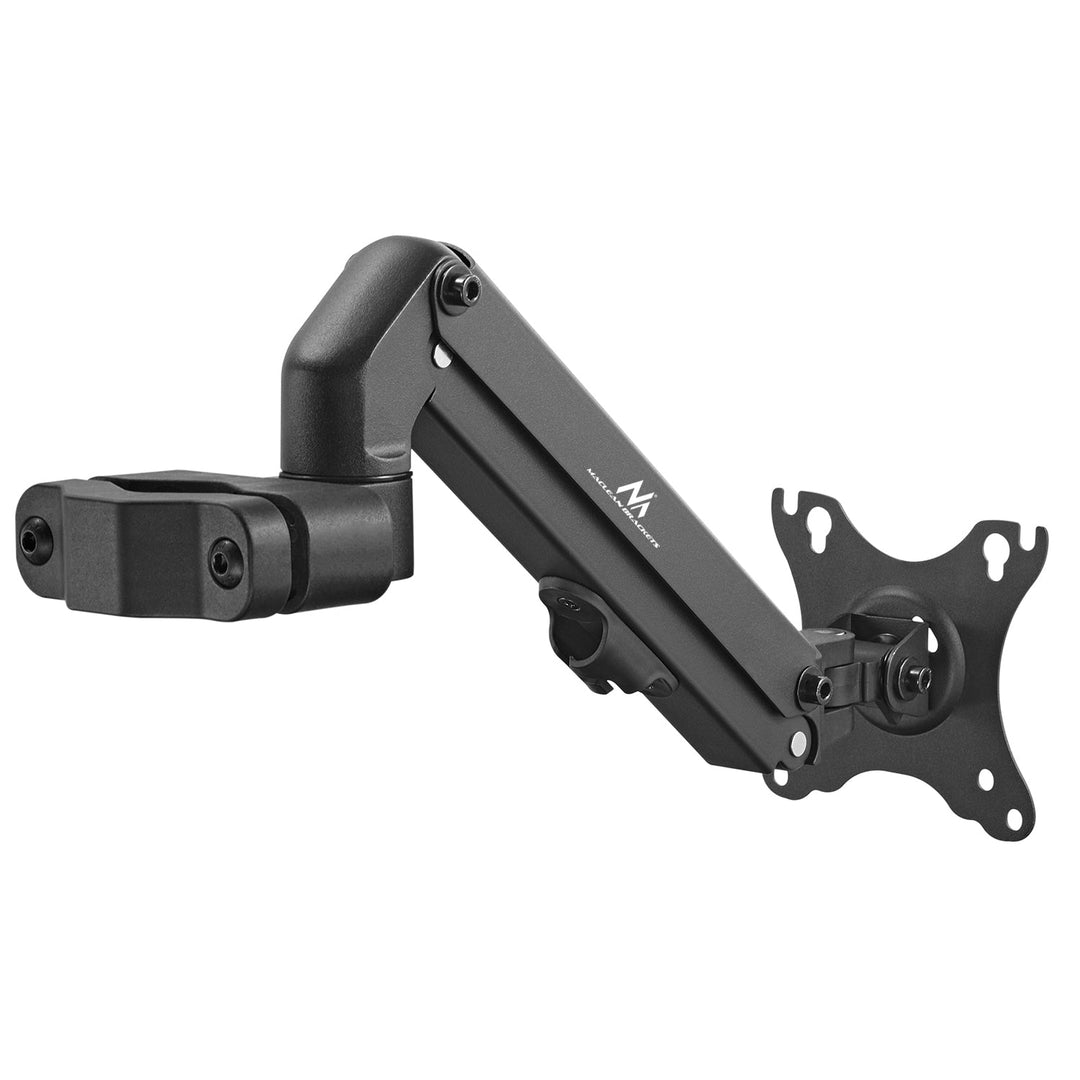 Maclean MC-459 Monitor Holder 17"-27" Pole Mount Arm 28-60mm Full Motion Flat &amp; Curved Screens 7kg VESA 75x75 100x100 Swivel Tilt Rotate Universal Monitor Mount