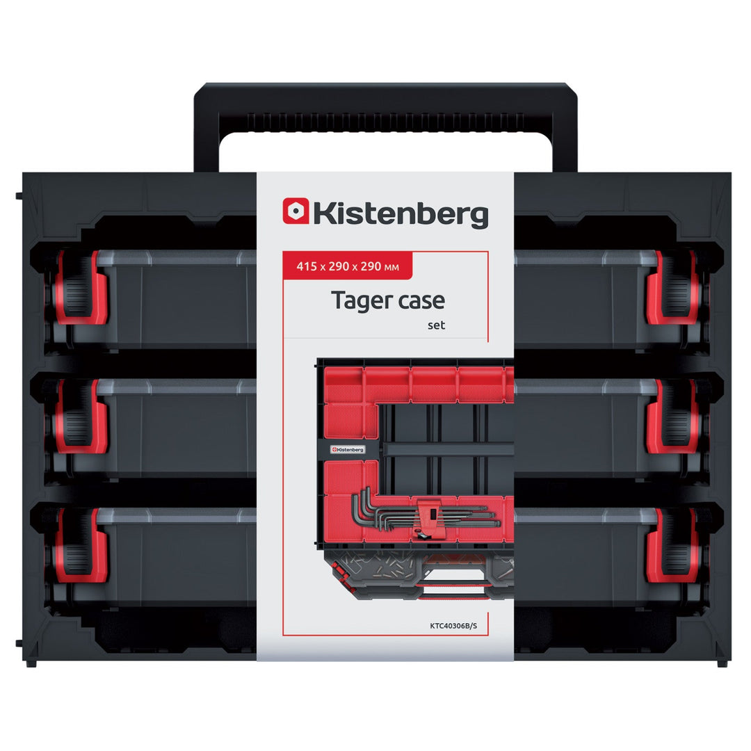 Kistenberg Tagercase 40 KTC40306S Tool Cabinet Case for 3 Removable Organisers Compartment Box Lid Organisers Carry Handle Wall Mountable