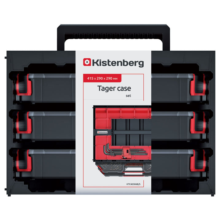 Kistenberg Tagercase 40 KTC40306S Tool Cabinet Case for 3 Removable Organisers Compartment Box Lid Organisers Carry Handle Wall Mountable