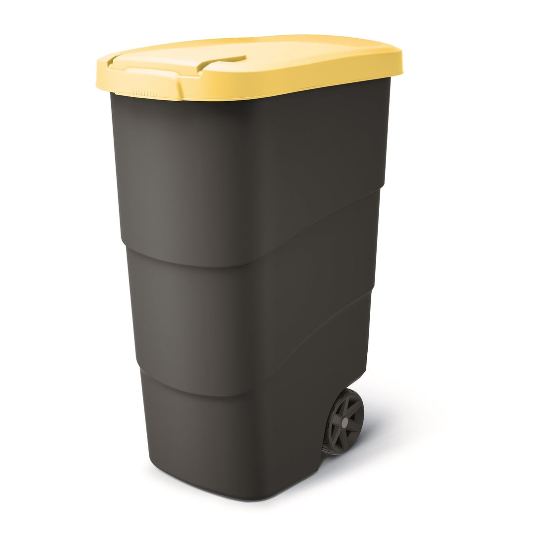 Wheeler 90L Wheelie Bin Trash Can With Wheels And Lid Trash Can Large Trash Can Universal Trash Can Plastic Yellow
