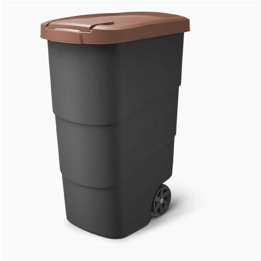 Wheeler 90L Wheelie Bin Trash Can With Wheels And Lid Trash Can Large Trash Can Universal Trash Can Plastic Brown