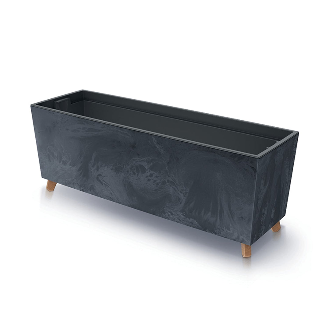 Prosperplast Urbi Case Flower Pot Legs Insert Rectangular Planter Concrete Effect 30 x 77cm Anthracite Plastic